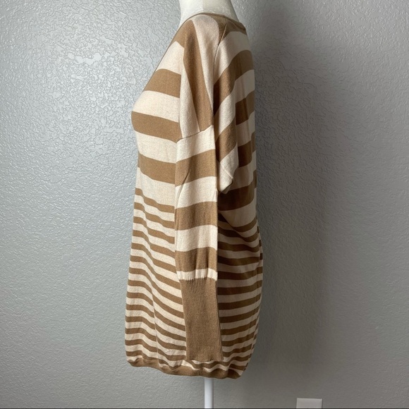 NEW Joie Tan Striped Dolman V Neck Sweater S - Picture 4 of 9
